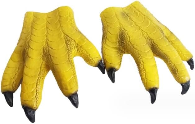 Yellow eagle claw costume gloves for Halloween or funny bird outfits