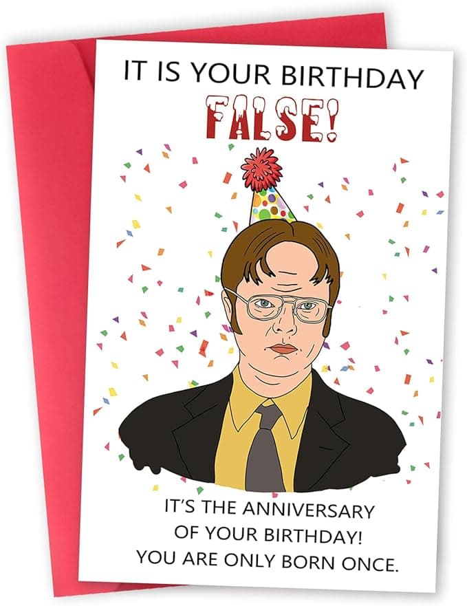 Dwight Schrute It Is Your Birthday card for men and Office TV show fans