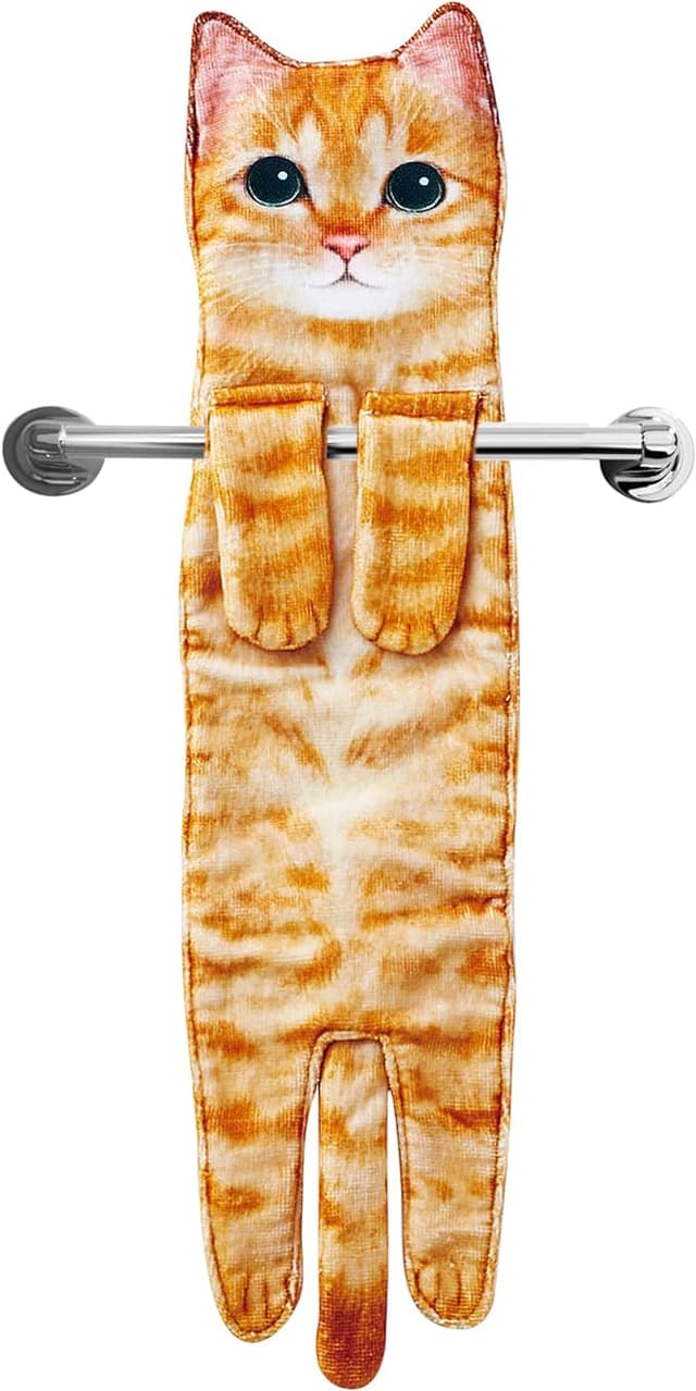 Funny hanging cat-shaped hand towels for bathroom or kitchen decor and gifts