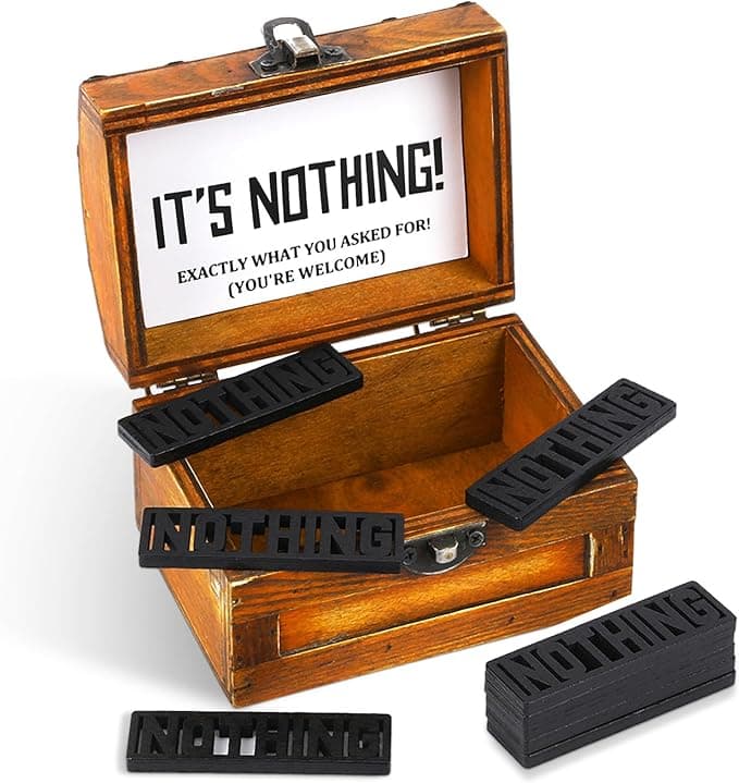 Funny treasure chest gag gift filled with "nothing" for people who say they want nothing