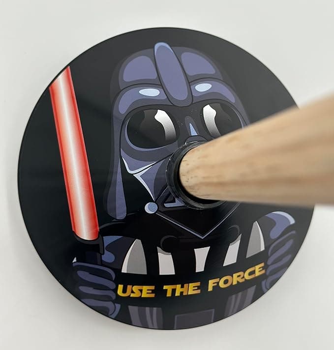 Star Wars-themed toilet plunger standing heroically beside a toilet, ready to plunge like a Jedi in a plumbing crisis.