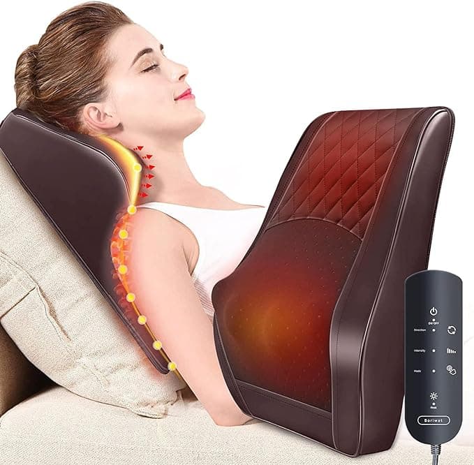 Oversized heated neck and back massager with remote, perfect funny-yet-practical gift for parents or office naps