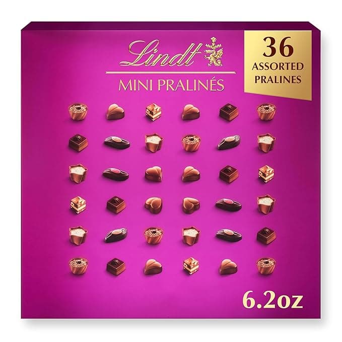 Box of Lindt Mini Pralines with assorted premium chocolate pieces, ideal gift for Mother’s Day