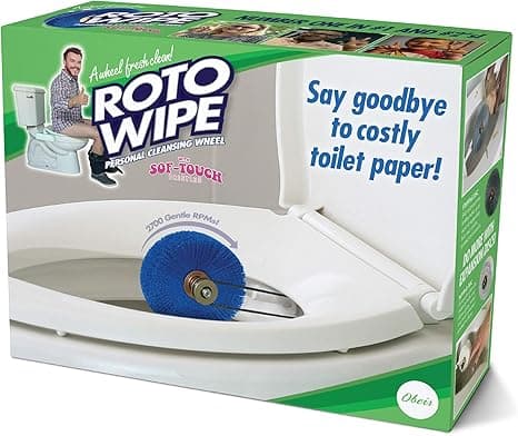 Prank-O gift box labeled Roto Wipe, a fake invention used to disguise real presents for laughs