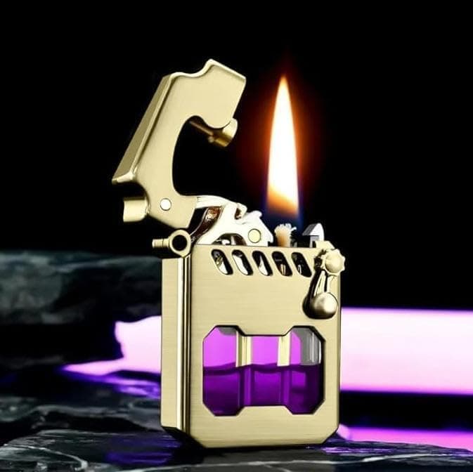 Vintage mecha-style kerosene lighter looking like it came from a steampunk rock concert