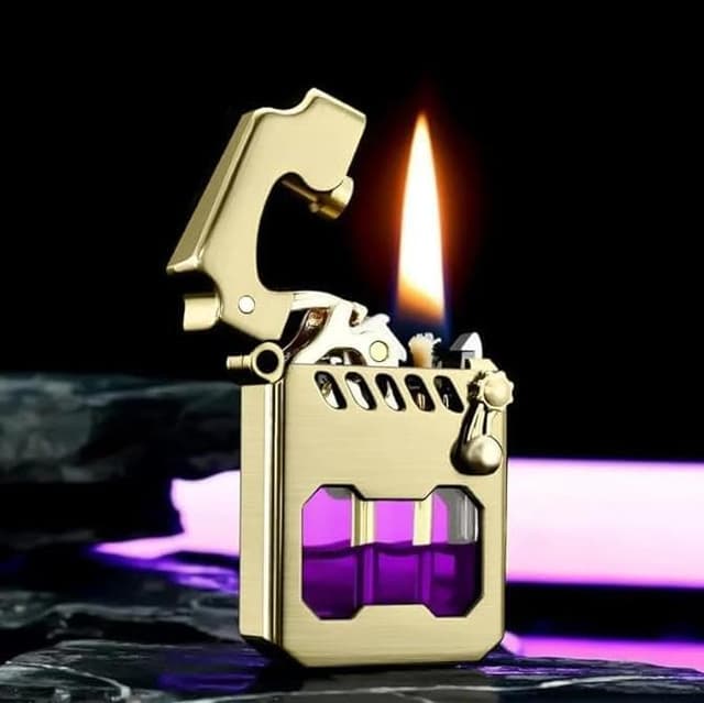 Vintage mecha-style kerosene lighter looking like it came from a steampunk rock concert