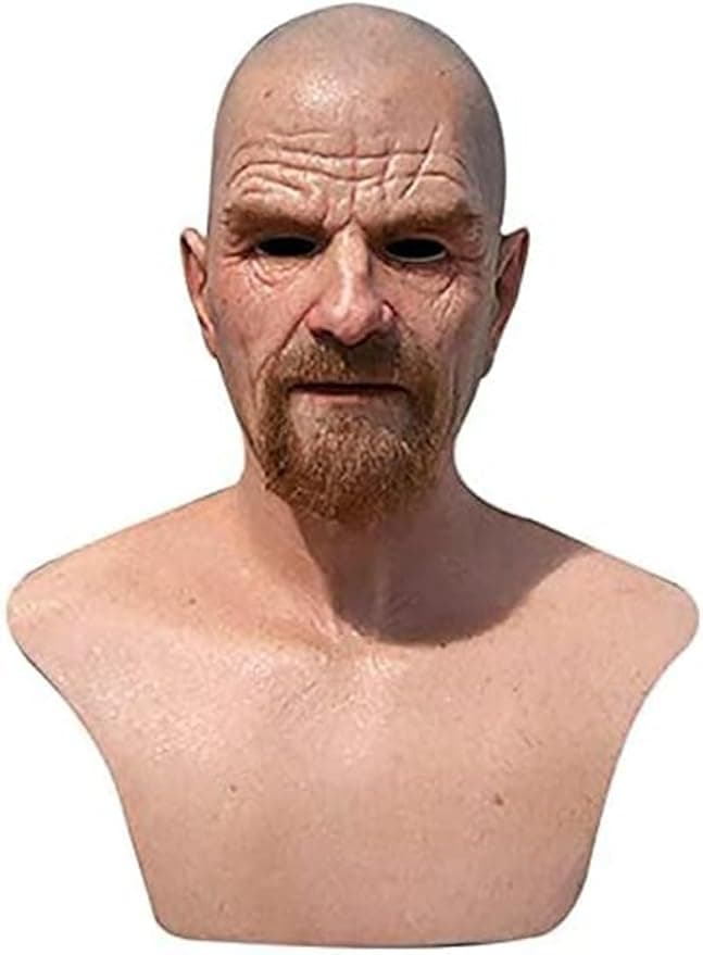 Hyper-realistic old man horror mask with wrinkles and creepy expression—perfect for Halloween or scaring roommates.
