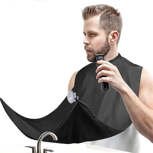 Black beard trimming catcher bib apron — funny yet useful gift for men, dads, boyfriends, and husbands