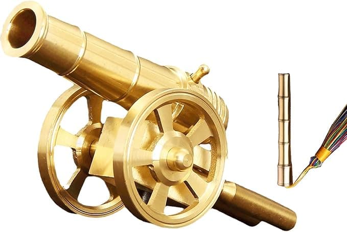 Miniature gold Napoleon cannon replica—funny collectible for history nerds, office warriors, and tiny artillery enthusiasts.