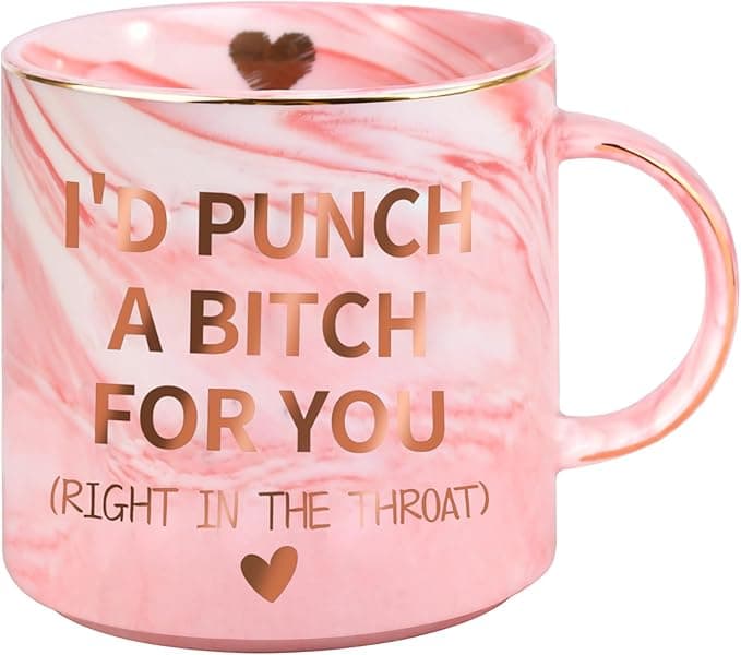 Funny marble ceramic mug with bold quote and gold detailing – gift for Mom, wife, or best friend.