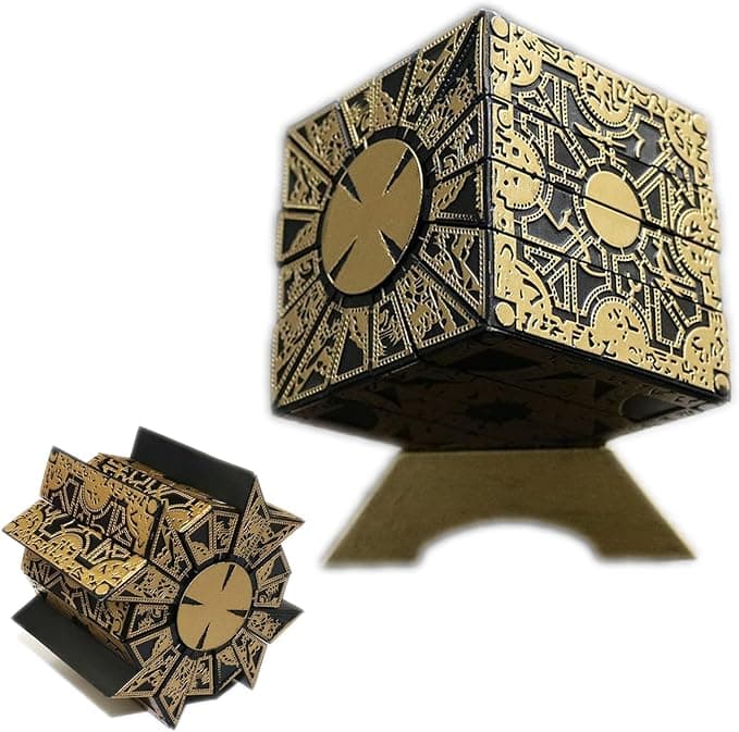 Detachable Hellraiser puzzle box prop made of resin—perfect for Halloween cosplay, horror decor, or unlocking otherworldly regrets.