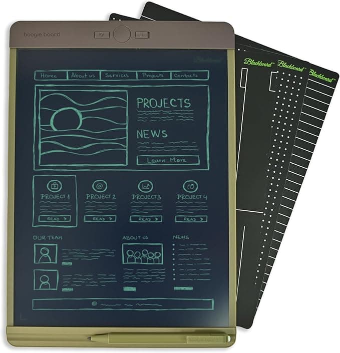 Boogie Board LCD Writing Tablet – Reusable Digital Notepad with Erase Button and App for Saving Notes and Designs