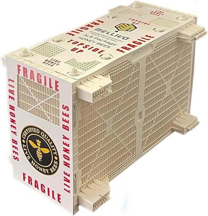 Box of live bees with a mated queen, perfect for starting a backyard beehive or adding to beekeeping supplies