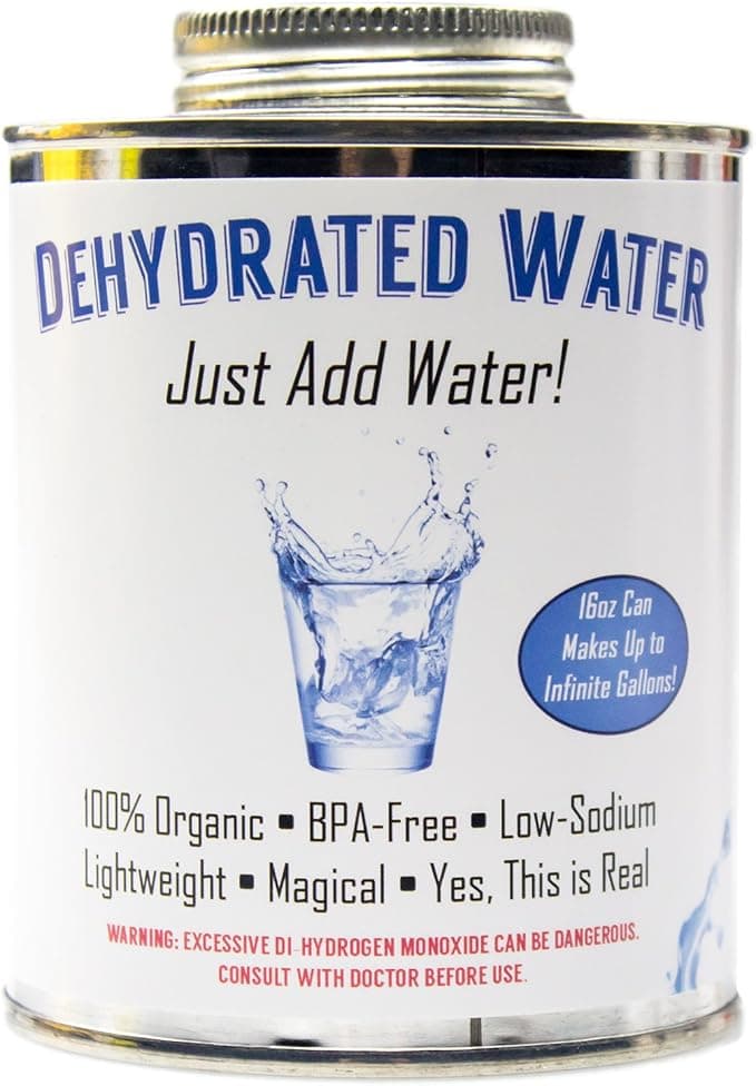Witty Yeti Dehydrated Water can—hilarious prank gift for survival kits, camping trips, or baffling your friends.