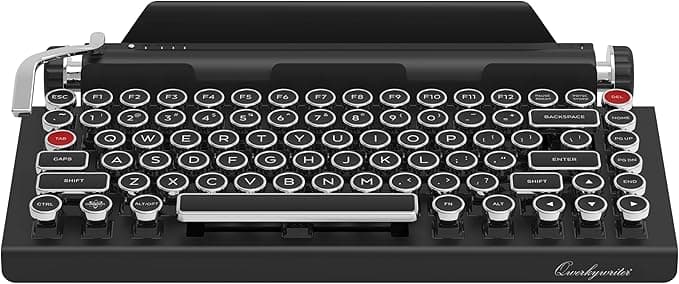 Qwerkywriter Retro Mechanical Keyboard – Typewriter-Inspired Wireless & Wired Keyboard with Tablet Stand