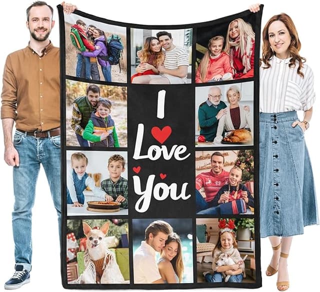 Personalized blanket with custom photo – unique gift for women, men, kids, or couples for Mother’s Day or birthdays.