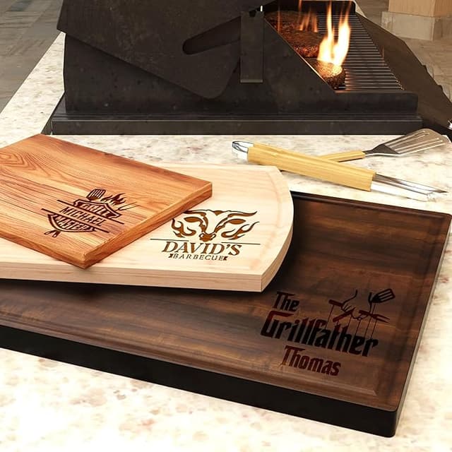 Personalized wooden cutting board for BBQ lovers — funny and custom gift for dad, husband, or grill-happy boyfriend
