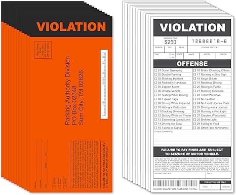 Fake Parking Tickets Prank – 25-Pack of Joke Violation Citations for Funny Car Gags and Kid-Friendly Pranks