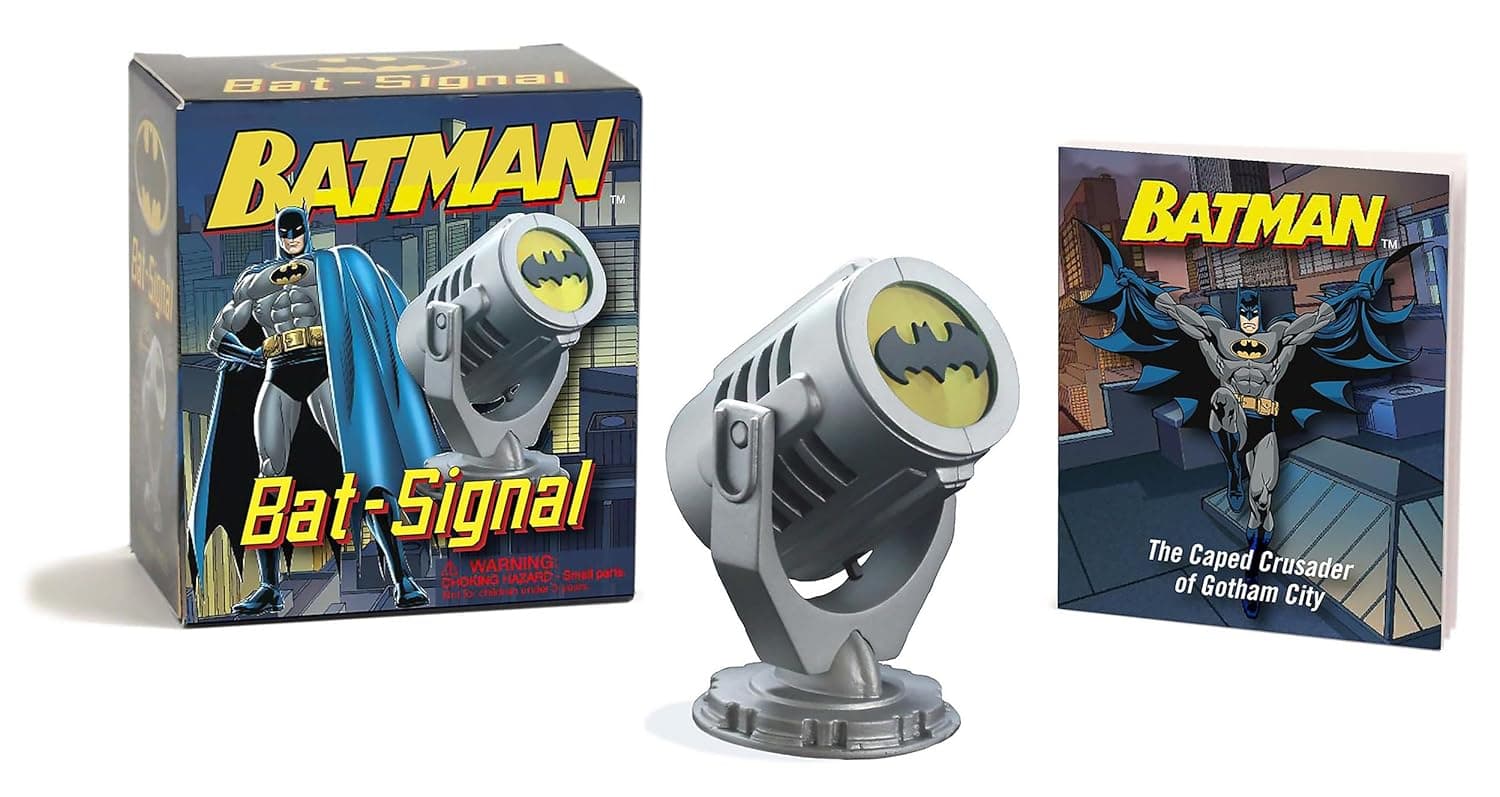 Mini Bat-Signal Light-Up Replica – Official Batman Desk Collectible with Comic Art Book