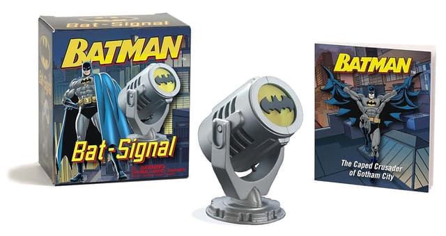 Mini Bat-Signal Light-Up Replica – Official Batman Desk Collectible with Comic Art Book